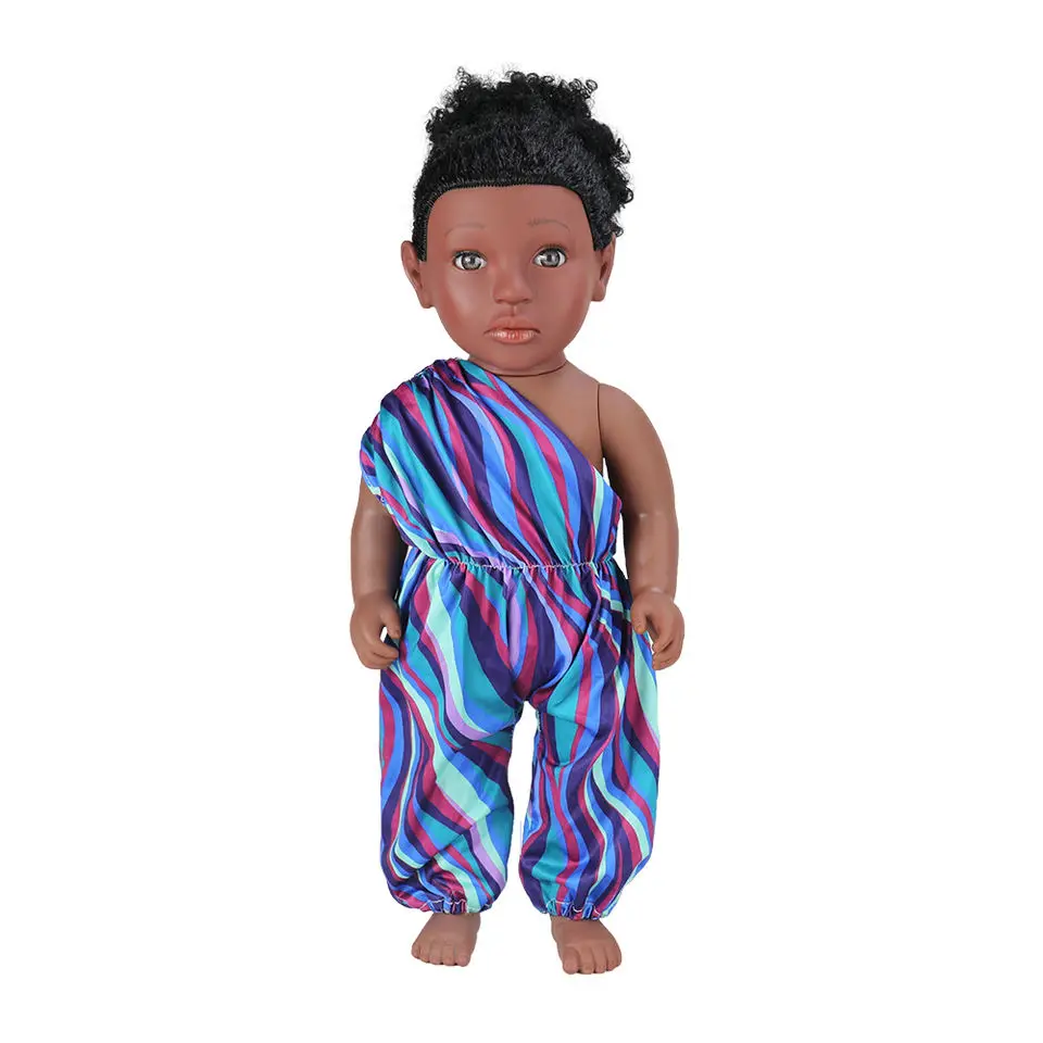 18inch 45cm new style doll toys for kids customize wholesale black doll  with afrio hair with necklace