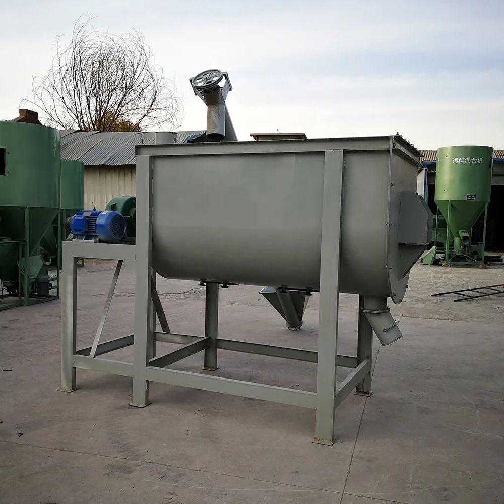 Farm use fodder mixing machine grinder half ton bird quail feed mixer horizontal feed machine mixing for animal Feed Processing