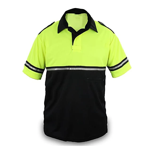 Custom Logo  Two Tone Security Top Reflective Stripes polo shirt with Zipper Pocket polos workwear shirts