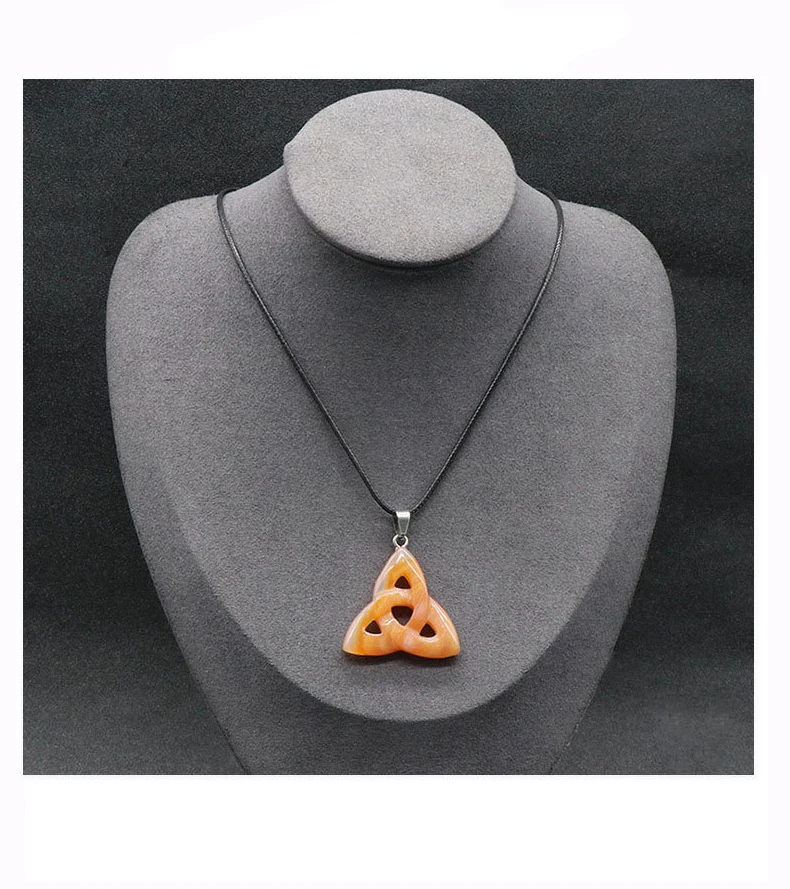 Fashion Healing Crystals Gemstone Jewelry Natural Irish Celtic Knot Triangle Shape Created Opal Stone Pendant Charms Necklace