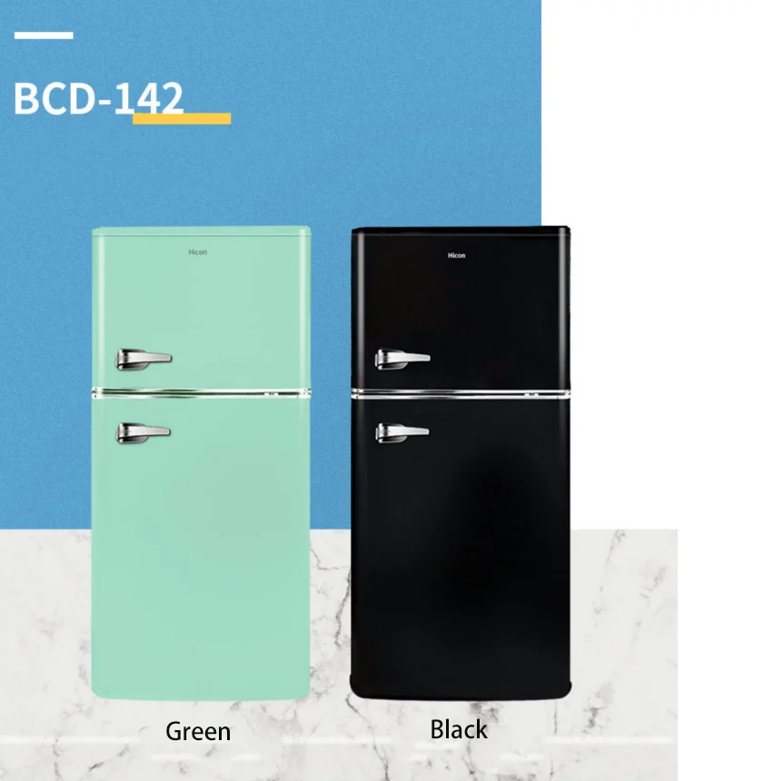 Retro refrigerator double door top freezer home refrigerator multiple color options high quality energy saving