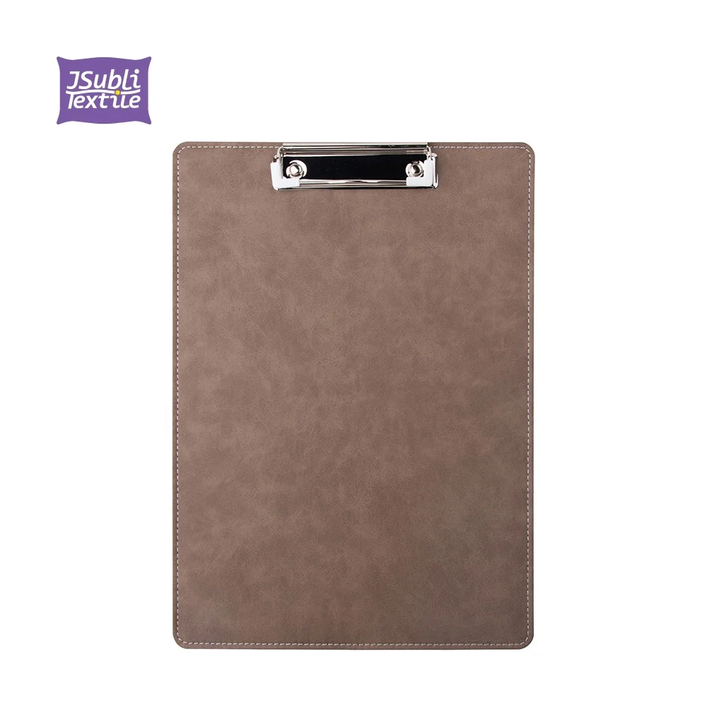 PUCB2231DGY-1 Bestsub Wholesale Custom Sublimation Blanks A4 Size Gray PU Leather File Document Clipboard Folder with Metal Clip