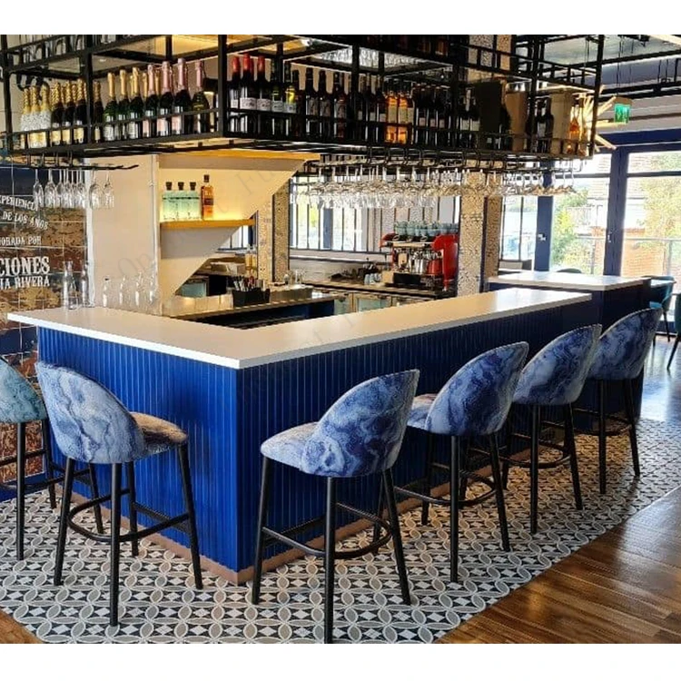 Professional Bar Counter with Led Commercial Price Wine Buffet Bar Table with Tempered Glass