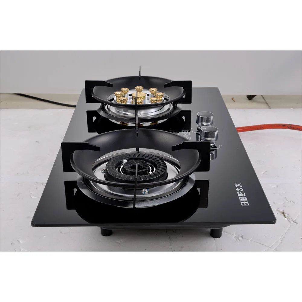 Factory Price 2 Burner Tempered Glass Stainless Steel Gas Stove
