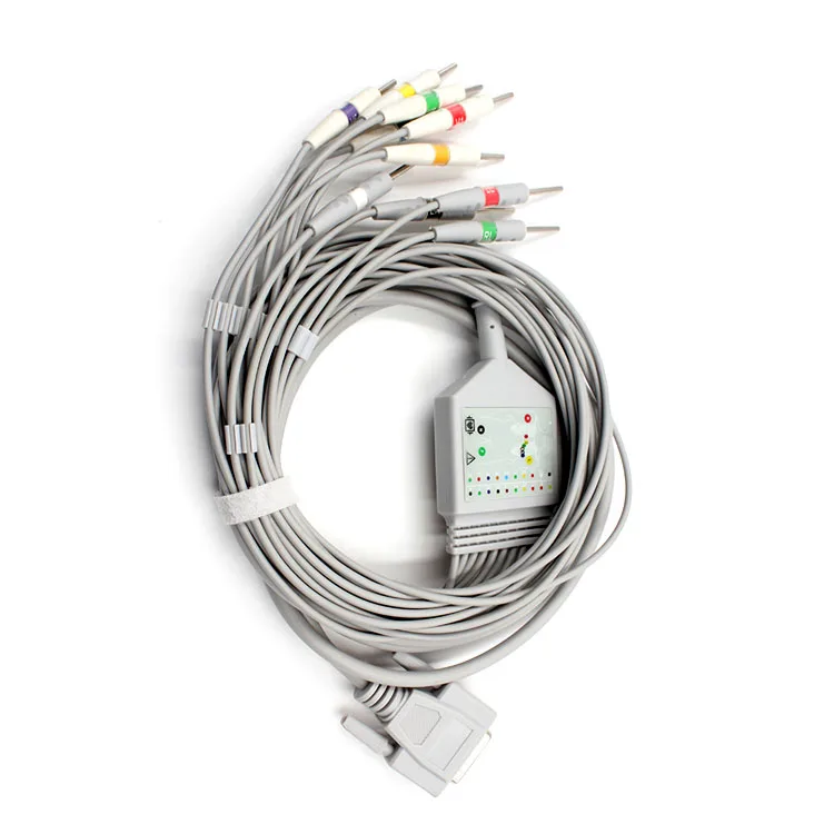 Plinma OEM medical supplier compatible with Nihon Kohden Cardiocap One-Piece 10-Lead ECG patient cable EKG Cable lead wire
