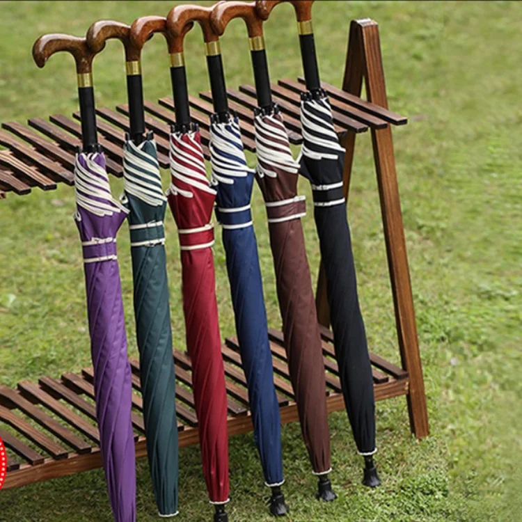 Best Quality High End Auto Open Rainproof Automatic Elderly Cane Walking Stick Rain Umbrella