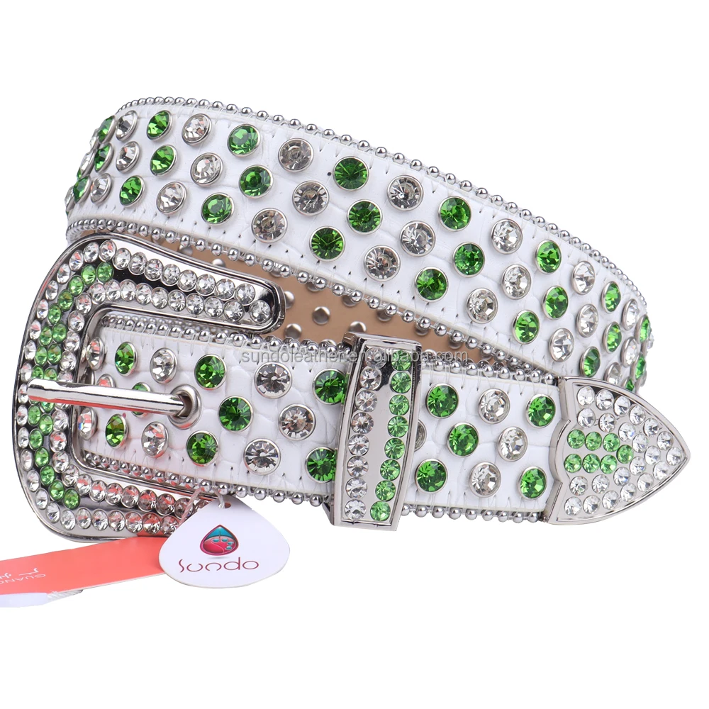 Luxurious Diamond Jeans Belts Fashion Thick Buckle Cowboy Studded Designer Leather Belts For Man