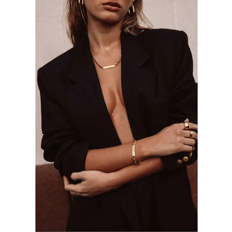 18K Gold Plated Blank Flat Bar Choker Necklace Stainless Steel Necklace Tarnish Free Jewelry Wholesale