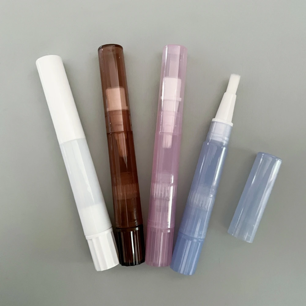 Customized Semi transparent Color Manufactory Private label 1ml mini Liquid Container tube twist Cosmetic pen with brush
