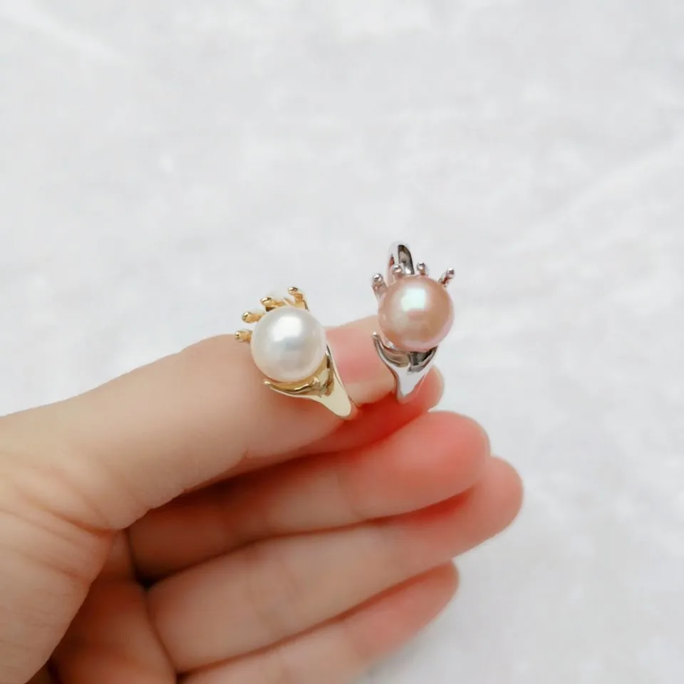 SSR338 Hand Shapes Ring 925 Sterling Silver Ladies Pearl Ring Bases