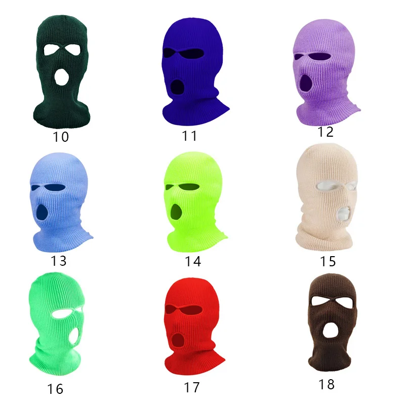 Winter Full Head Black White Designer Custom Skimask Ski Mask Knit Balaclava 3 Hole Hat
