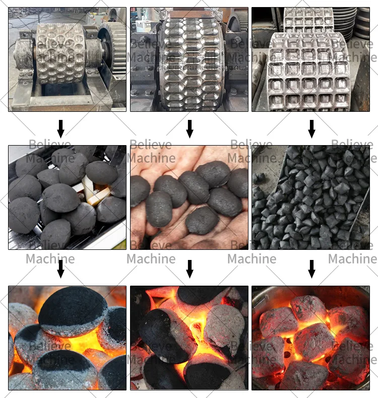 Hot sale pillow shape charcoal briquette machine mini charcoal briquettes machine complete set charcoal briquette making machine