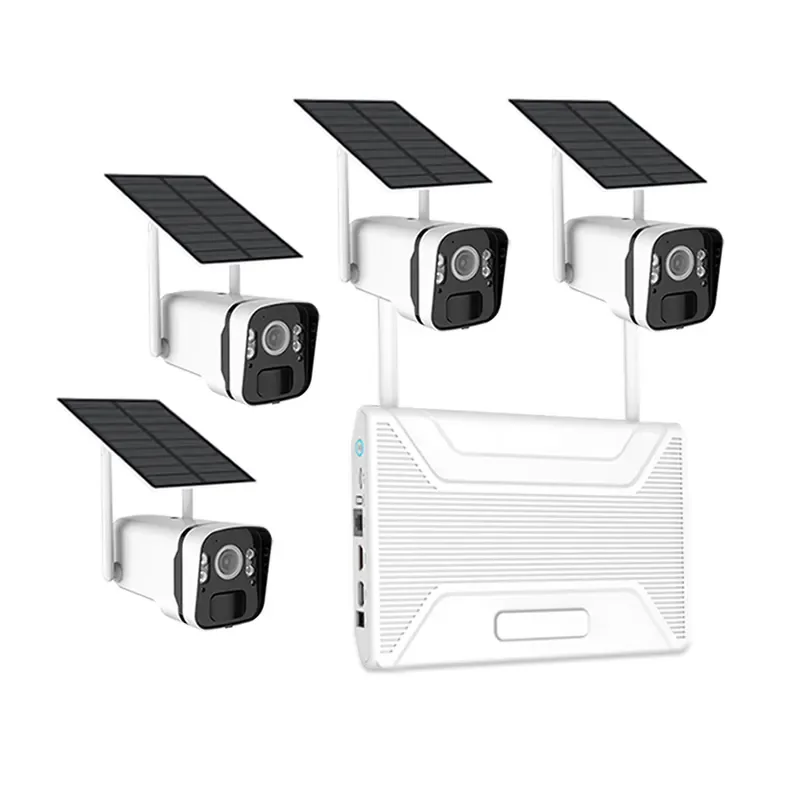 Eseecloud app Home Security solar camera 4CH Wireless CCTV System 4MP HD Waterproof WiFi NVR Kit Outdoor bullet Camera