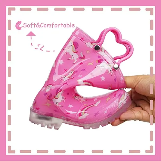 High Quality cheap pvc rain boots Led Light with handle Kids PVC Rain Boots