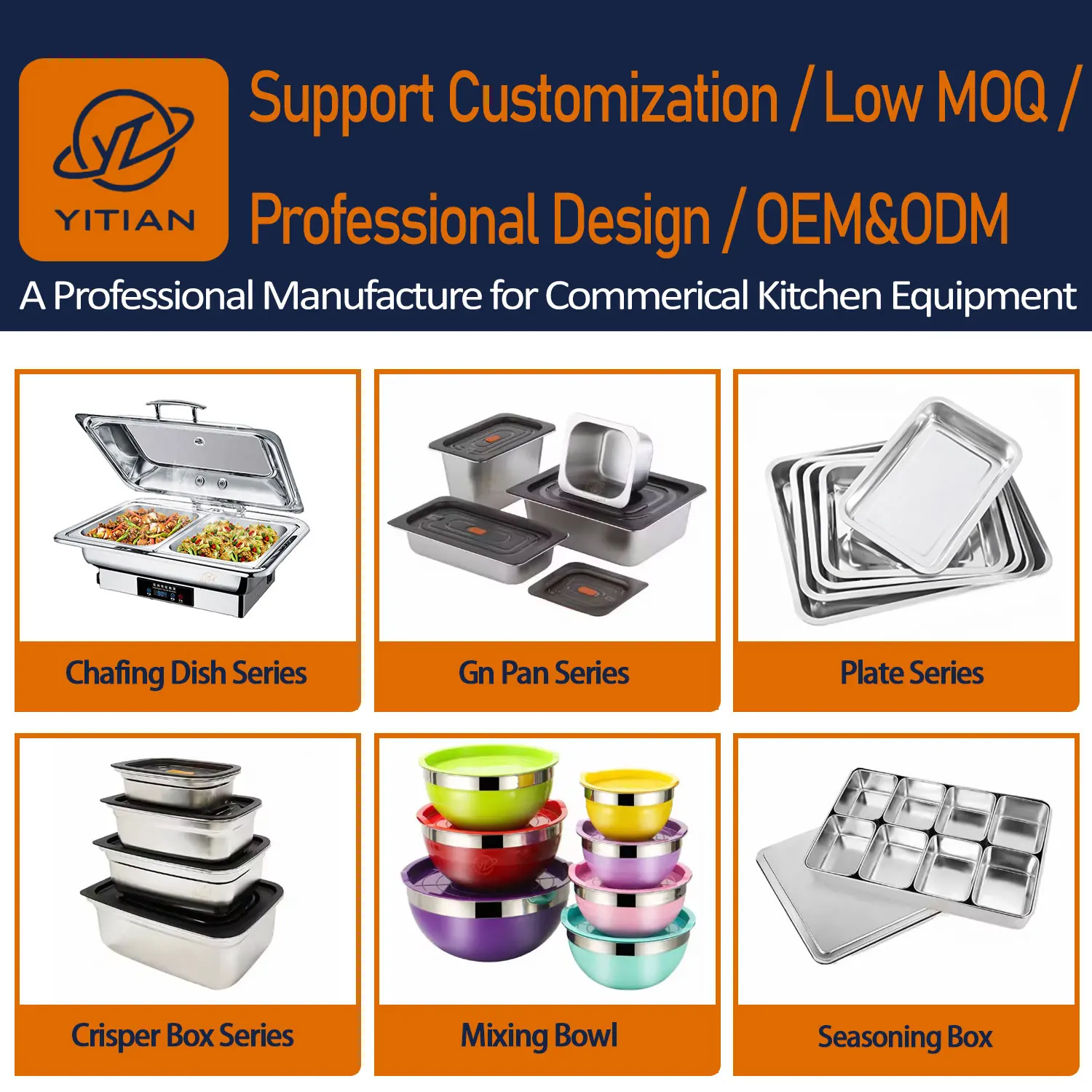 YITIAN Factory Supply Luxury Chafing Dish Buffet Set Stainless Steel Chafing Dishes Heating Display Food Warmer Set