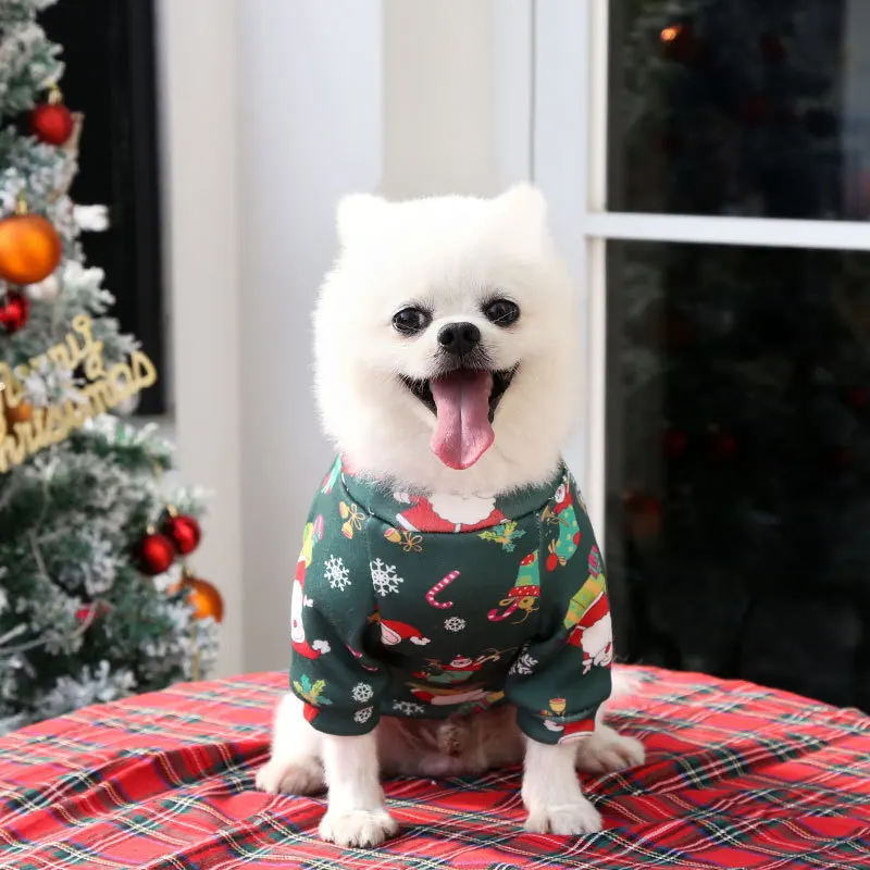 Cuhk Dog and Cat Teddy Bear Hoodie Christmas Printed Fleece Spring Autumn Pet Supplies Nylon Cotton Apparel Plus Shirt Style