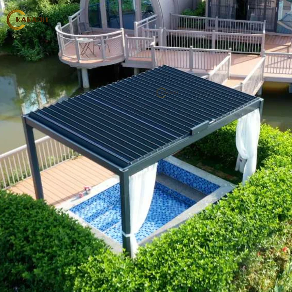 KAKADU Outdoor Waterproof Garden Pavilion Motorized Aluminum Arches Gazebo Arbours Pergola for Your Garden