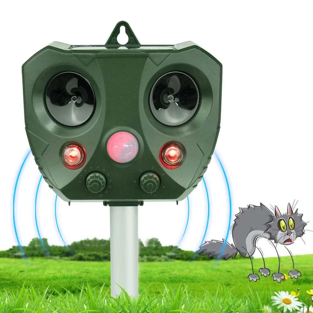 Pest control Outdoor Solar ultrasonic animal bird repelente incense de animales motion activated solar animal repellent