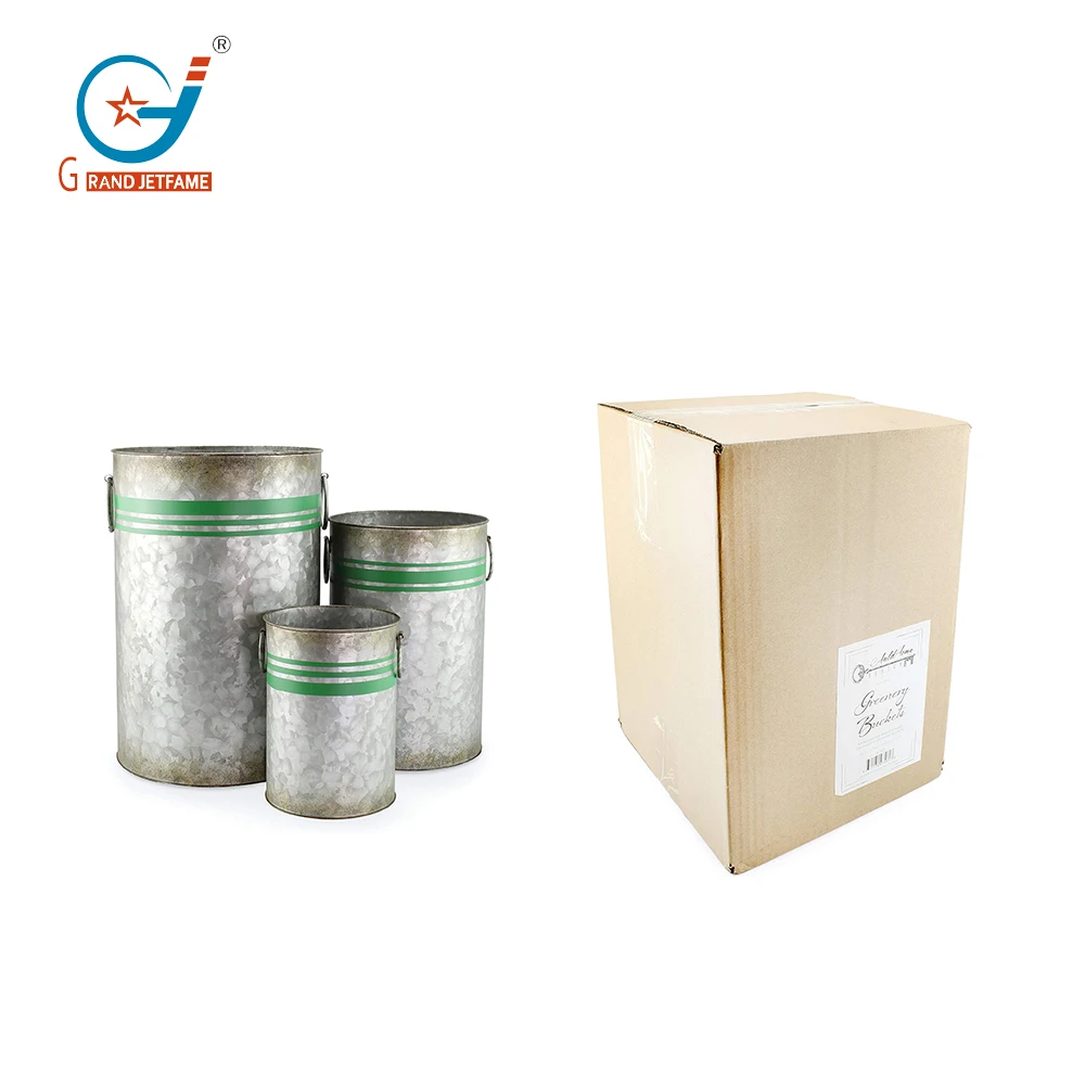 Оцинкованные ведеры для зелени, украшение фермерского дома, оцинкованные банки с зеленой лентой для рождественской зелени и цветов