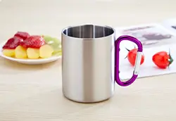 330ml stainless steel mountaineering buckle mug tumbler with climbing buckle handle outdoor travel camping portable drinking cu