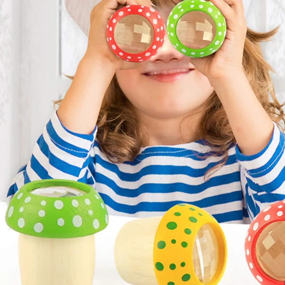 2022 New Arrival Creative Color Recognition Early Educational Toys Wooden Mushroom Kaleidoscope Toys
