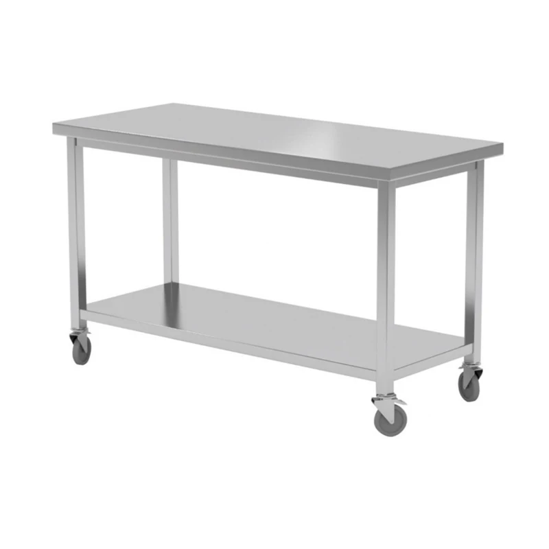 Commercial Round Leg Kitchen Table Stainless Steel Work Bench Table For Hotel And Restaurant Bakery Tables