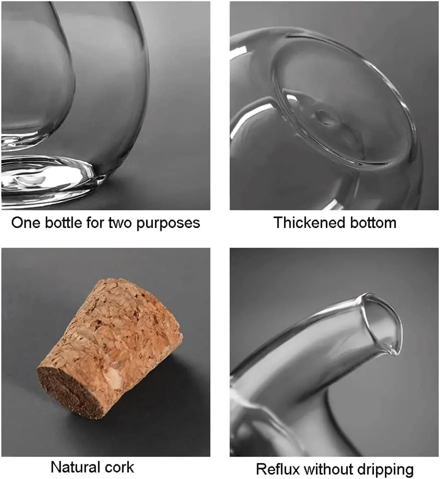 Factory handmade food-grade 2 in 1 oil and vinegar dispenser glass bottle