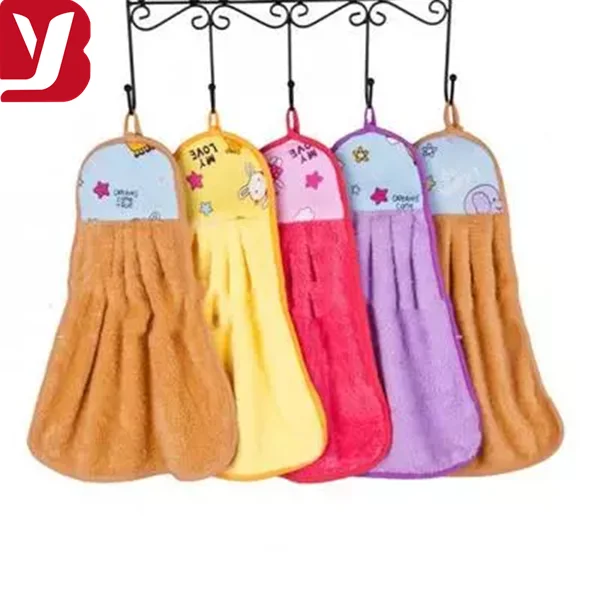 Coral Fleece Hanging Towel kitchen hand dish cleaning towel