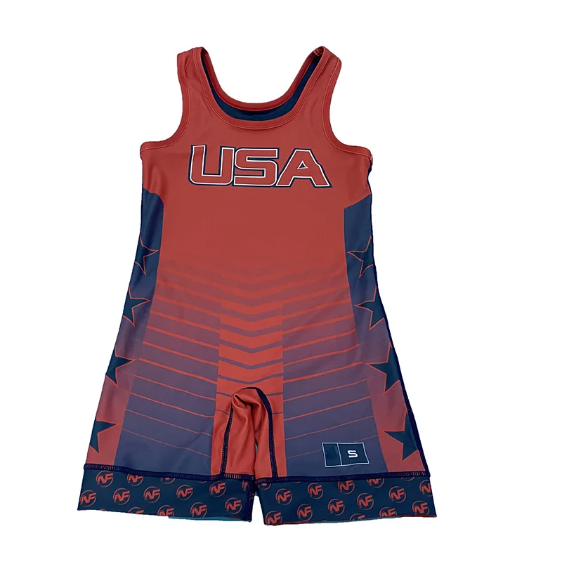Cheap price Custom printing Sportswear Weightlifting Singlet Suit Wrestling Singlets