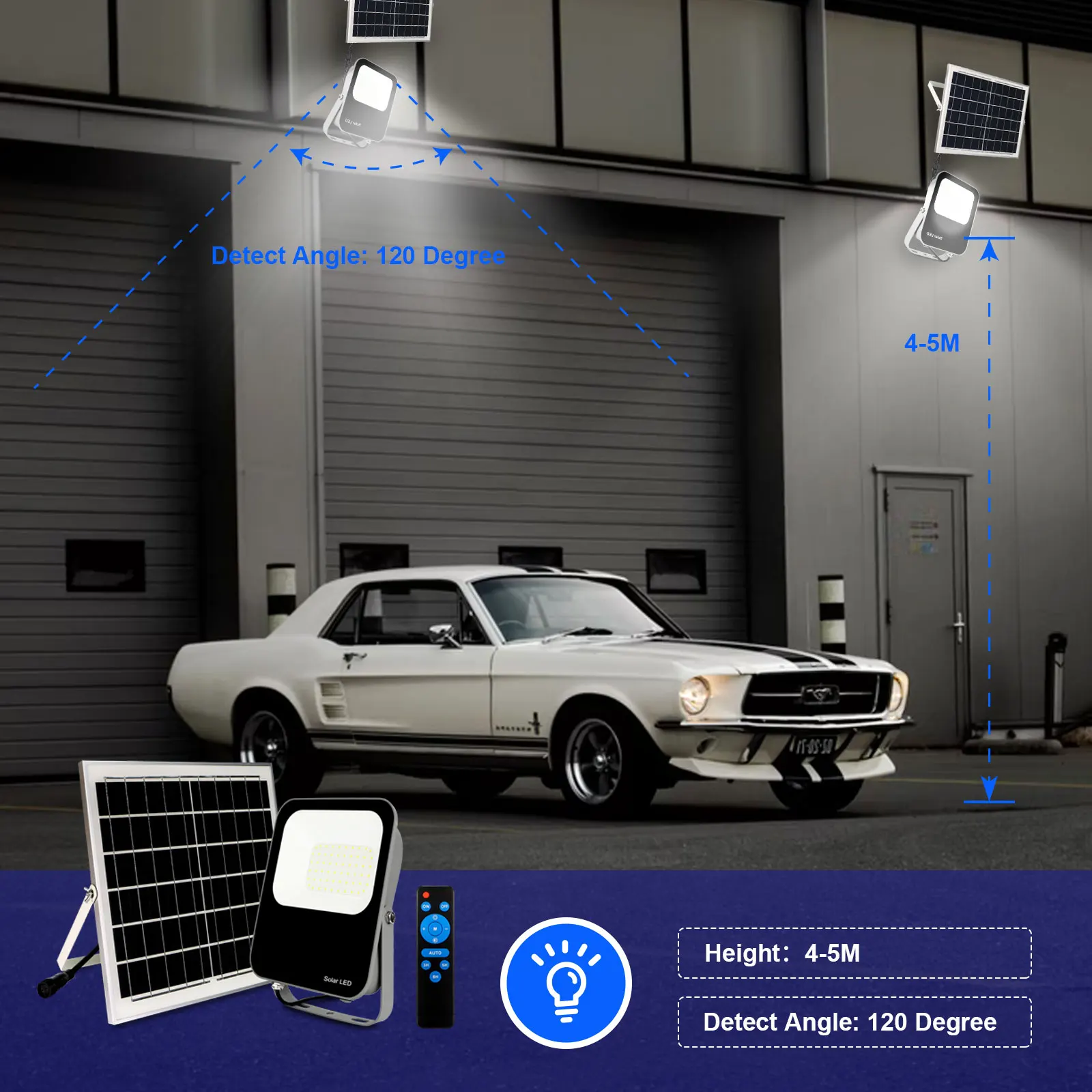 KCD Solar Cell Rotating IP68 Waterproof China Manufactory High Lumen 12v 300w 400w 500w 800w Solar Outdoor Flood Light