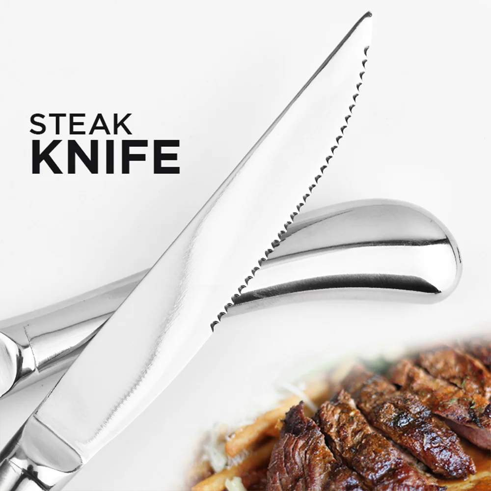 Popular stainless steel meat cutting blade kitchen steak knife set knives blanks with hollow handle / custom damascus