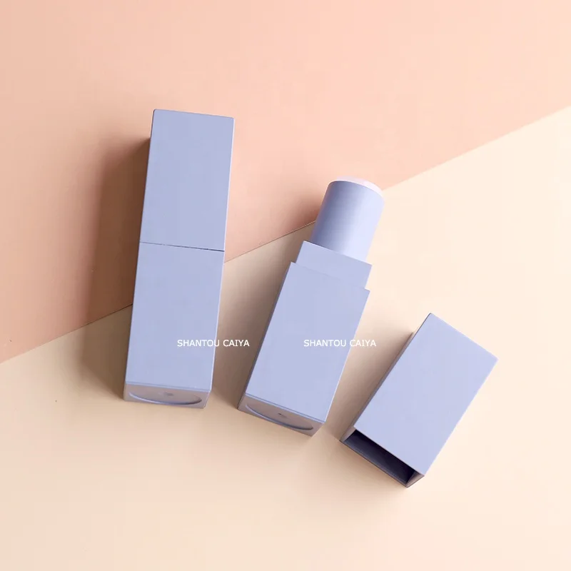 Low moq Luxury cosmetics packaging refillable custom empty pink lipstick tube square lip balm stick containers tube private logo
