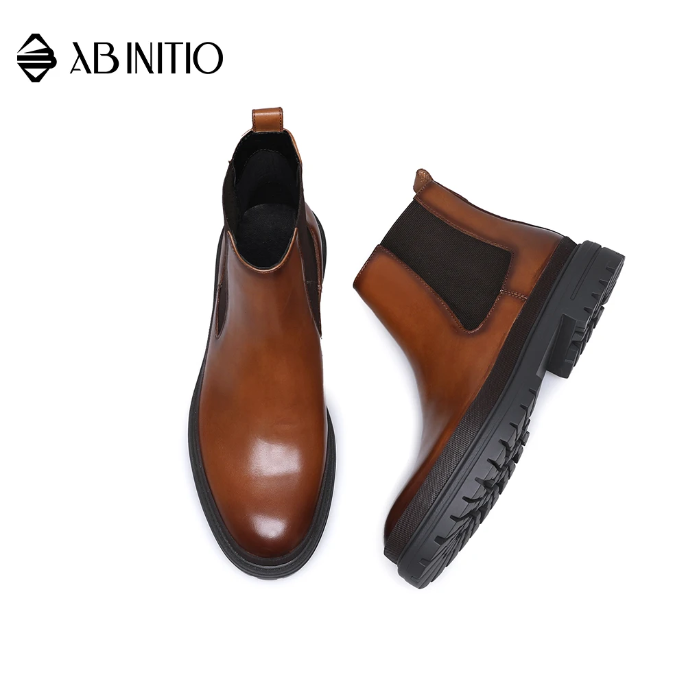 
Custom Fashion Outdoor Casual Brown Leather High Top Boots Mens For Male 