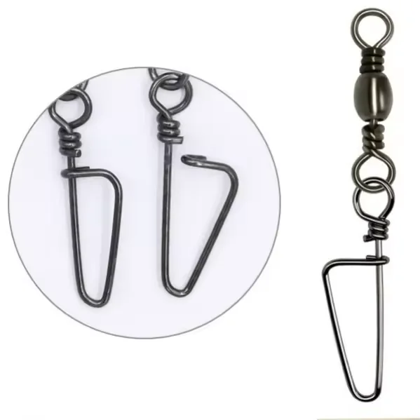 ZHUO RUN Fishing Swivels Ball Bearing Swivel With Safety Snap Solid Rings Rolling Swivel For Carp Fishing Accessories