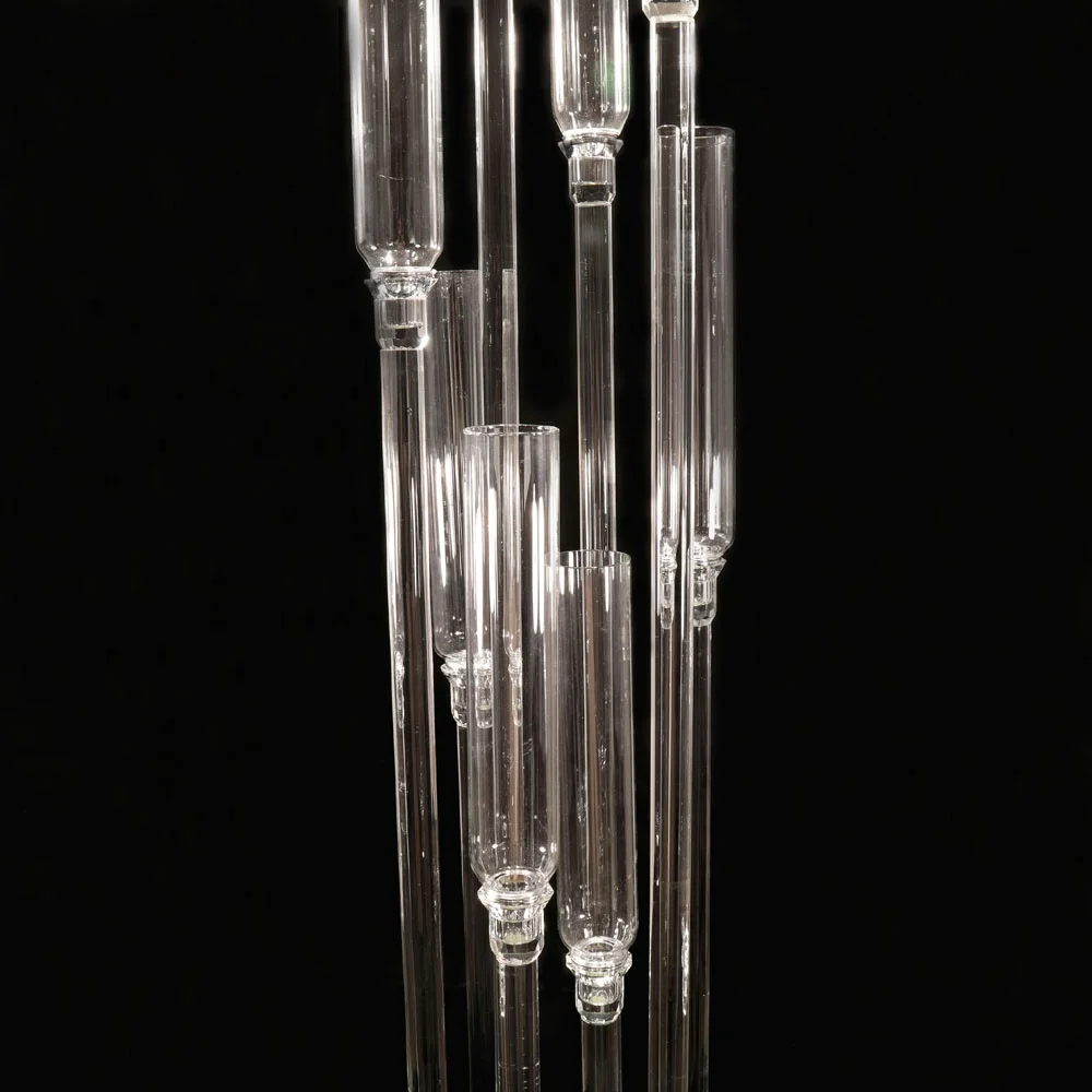 MH-Z095 8 pillar glass candelabra crystal wedding decoration crystal tube wedding table candelabra
