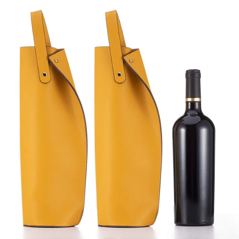 Wine Gift Bag PU Leather Single Wine Bottle Carrier Bag Holder Carrying Beer Bag Party Gifts Beer Tote Pouch