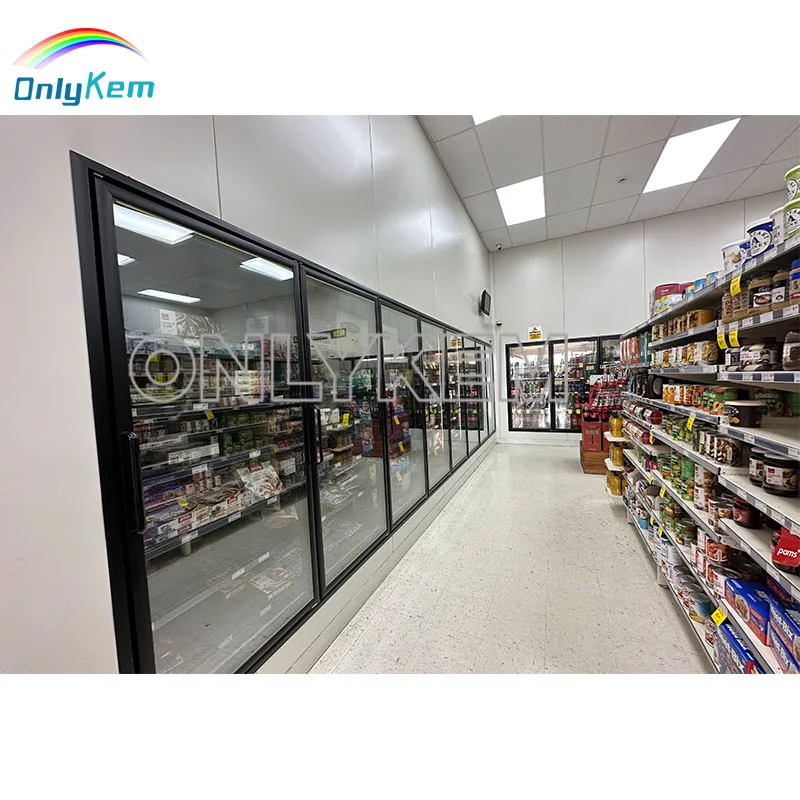 USA Gas Station Walk in Cooler Freezer Room Glass Door and Shelves