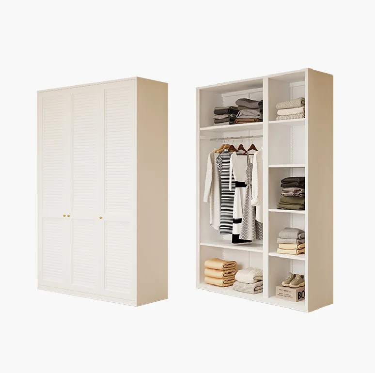 Modular style 3 door steel wardrobe metal almirah storage cabinet clothing cupboard free standing apartment living room closet