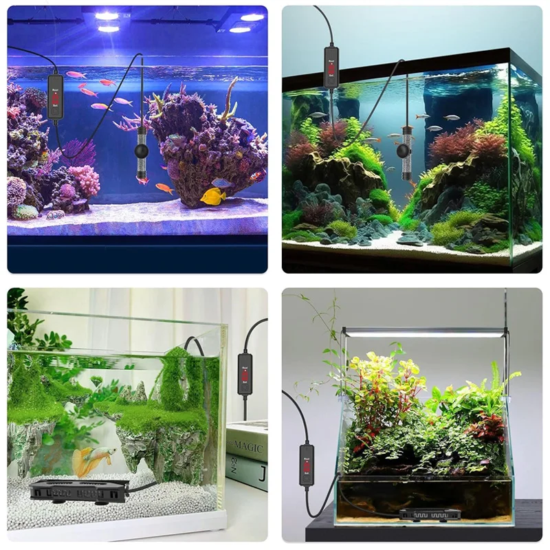 50/100/150/200/250W Small Submersible Aquarium Heater Mini Fish Tank Heater with Thermostat for 3-50 Gallon Saltwater Freshwater