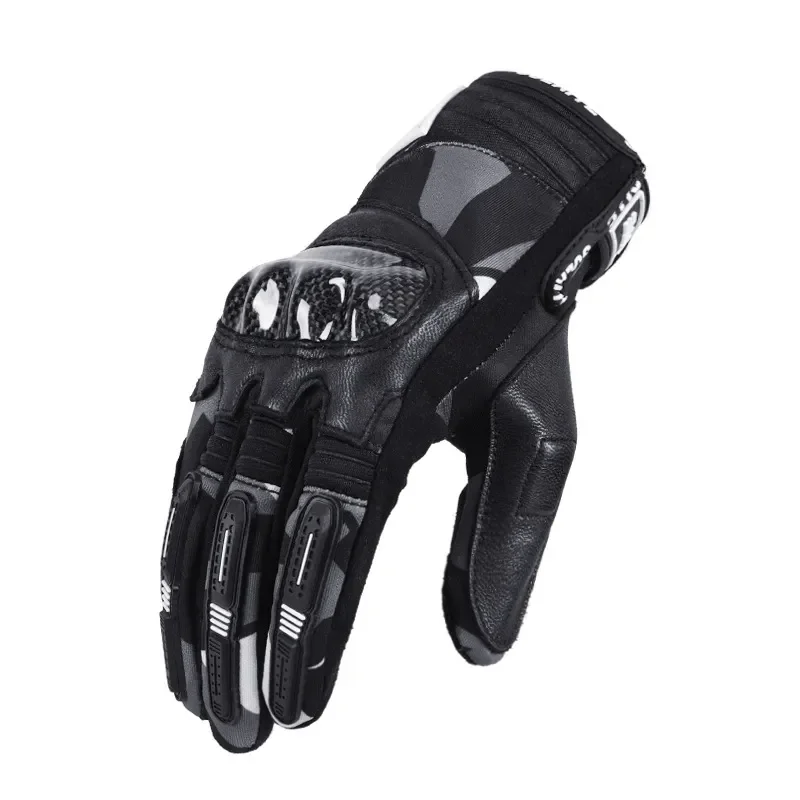 Motorcycle Leather Carbon Fiber Full finger Breathable Motorcycle Gloves