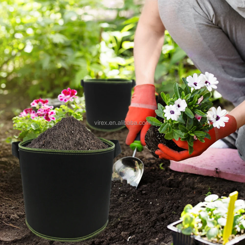 1/2/3/5/10/15 Gallon Planter Grow Bag Tree Seeding Pot Fruit Fabric Plant Pots Flower Pot  Grow Bags For Planting Vegetables
