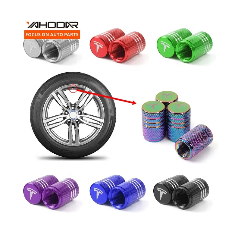 Car Accessories 2024 Aluminum Alloy Tire Valve Stem Cap Cover For Tesla Model 3 Y X Y Cybertruck 4 PCS
