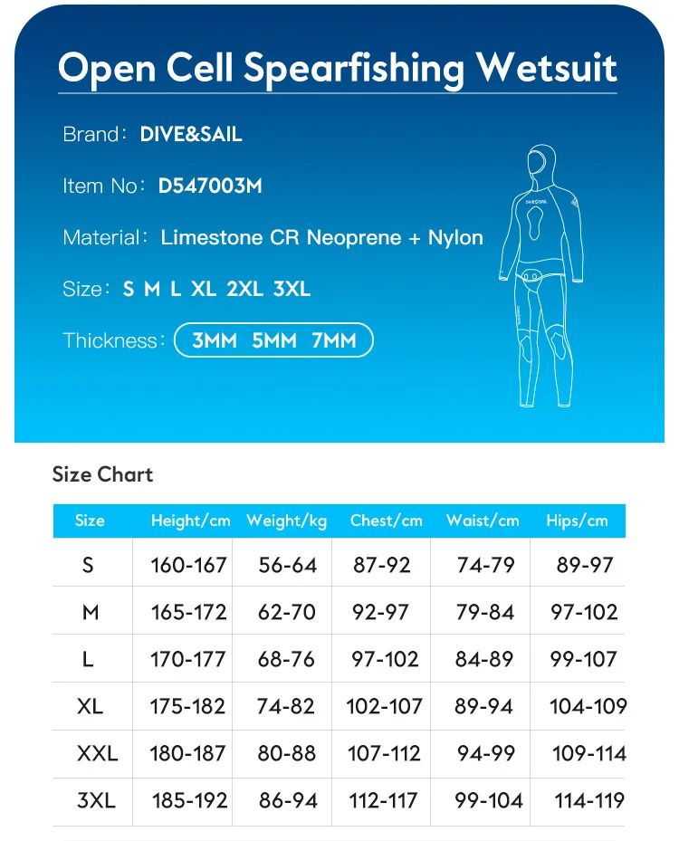 Wholesale Two Piece Men Hoodie Wetsuits 3mm 5mm 7mm CR Neoprene Free Diving Wet Suit Full Body Diving Spearfishing Wetsuit