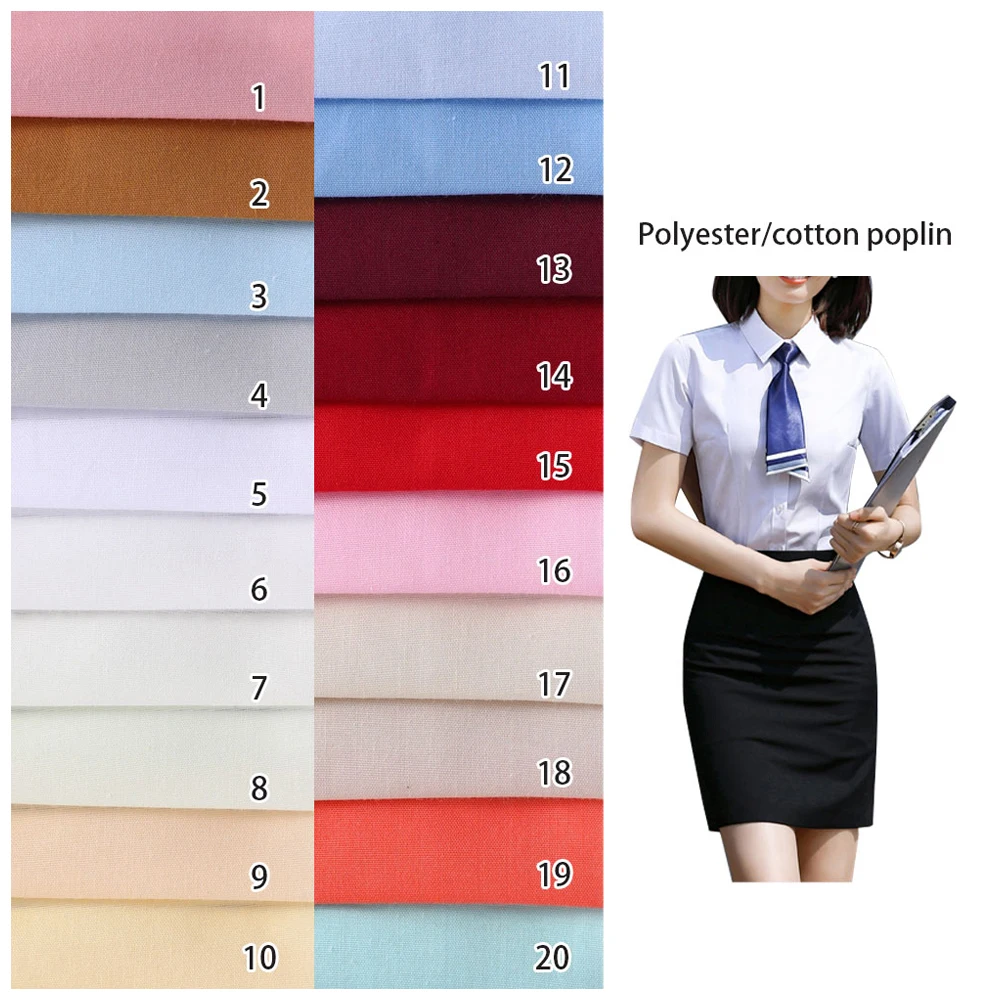 custom polyester fabric tc soft plain women shirts and blouse lining fabric
