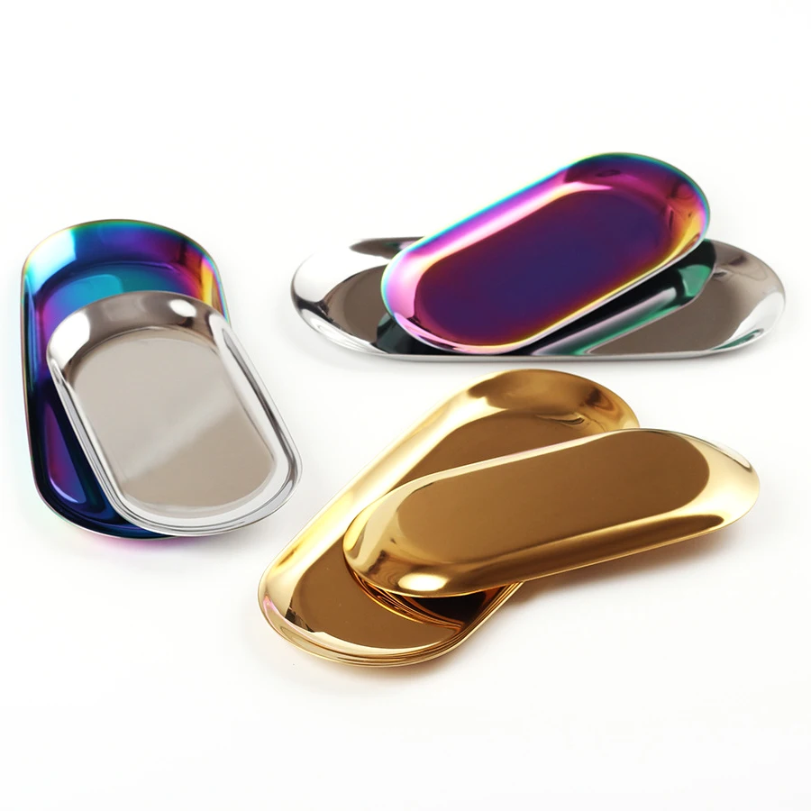 Wholesale Gold Rolling Tray Hotel Restaurant Cookie Metal Tray Small Stainless Steel Decorative Serving Rolling Trays