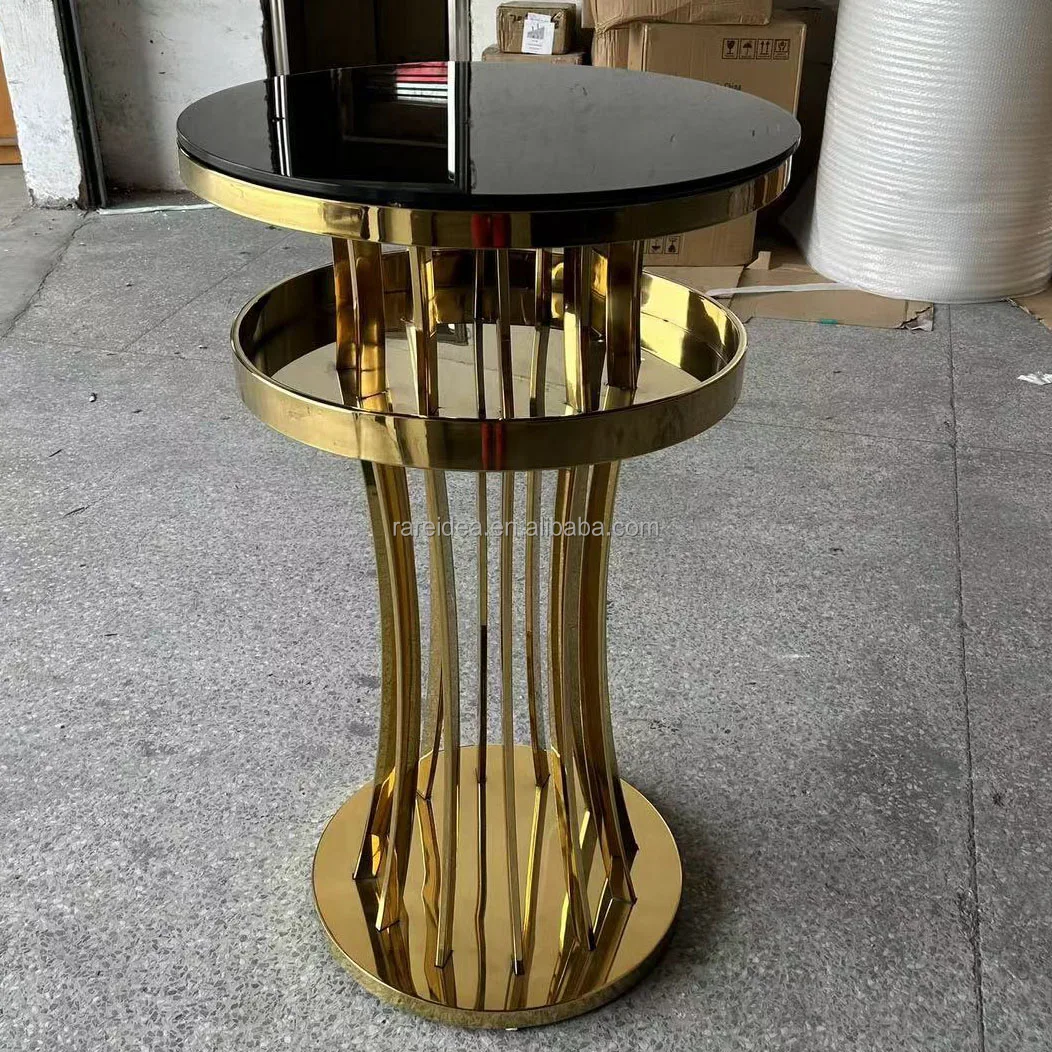 Display Twist Shape Dessert Table Stand Shiny Gold Wedding Plinth Bar Table