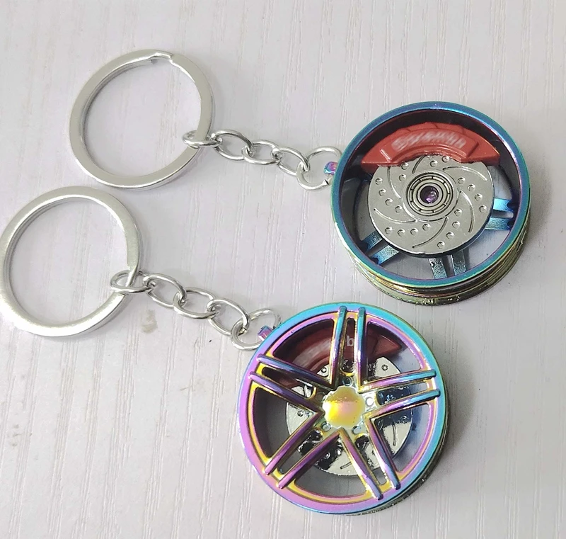 Double 5 Spoke Wheel with Rotary Disc Brake Keychain Neo chrome color