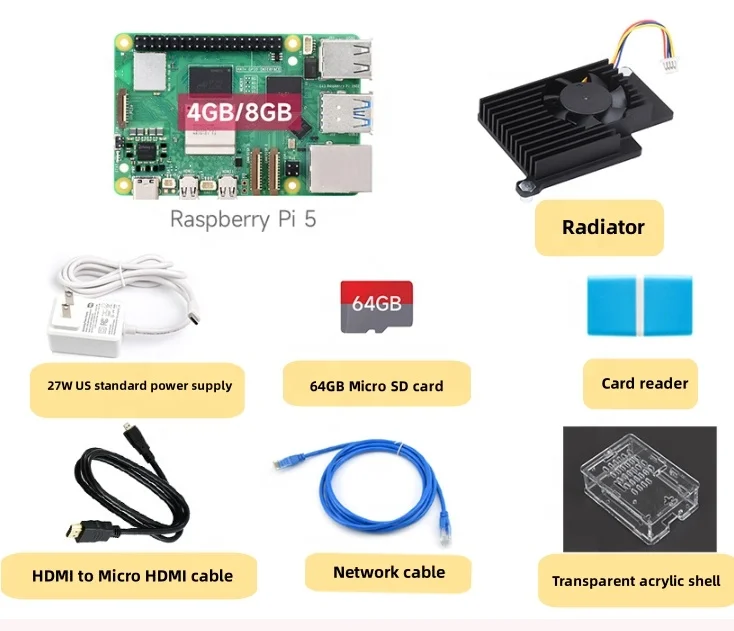 4 ГБ/8 ГБ развивающая плата и комплекты для Raspberry Pi 5 BCM2712 2 ГГц четырехъядерный 64-битный рычаг Cortex-A76 интеллектуального программирования
