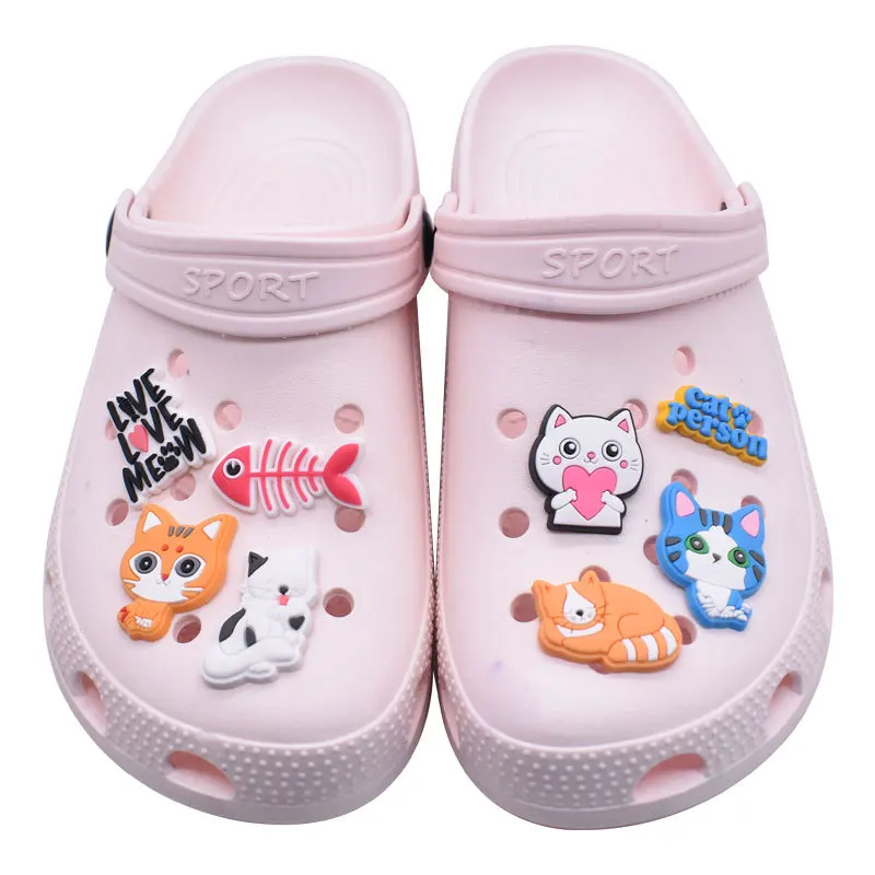 Cute Cat Wholesale Pvc Clog Shoe Decorations Charms Soft Rubber Shoe Croc Charms As A Gift For The Child