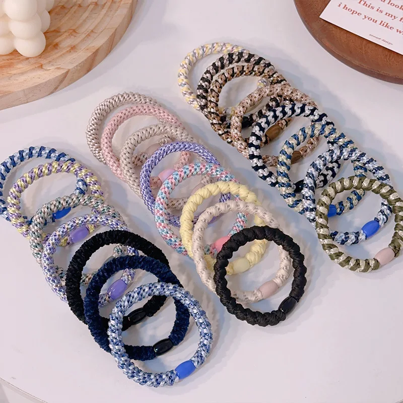 Custom New designer Thicken elastic Head rope high quality Korean woven hair elastic fancy hairband for girls